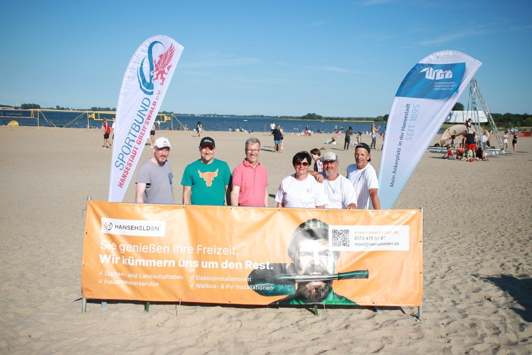 Das Hansehelden-Team beim Greifswalder Beachcup – Hansehelden und WGG als Sponsoren