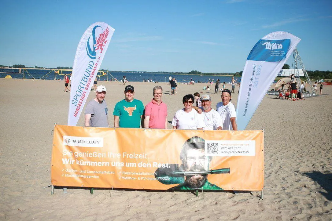 Das Hansehelden-Team beim Greifswalder Beachcup – Hansehelden und WGG als Sponsoren